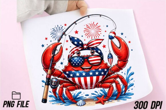 Download Crab American Flag 4th July Fishing PNG - Fishing png Collection
