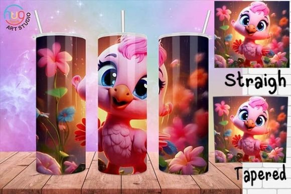 Download Cute Flamingo Cartoon Tumbler Wrap - Cartoon tumbler Collection