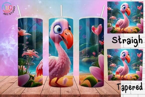 Download Cute Flamingo Cartoon Tumbler Wrap - Cartoon tumbler Collection