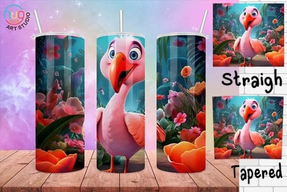 Download Cute Flamingo Cartoon Tumbler Wrap - Cartoon tumbler Collection