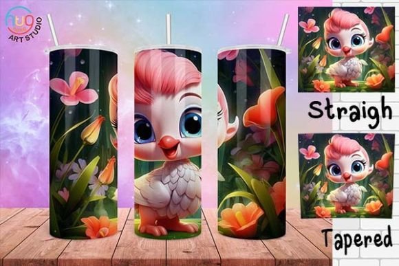 Download Cute Flamingo Cartoon Tumbler Wrap - Cartoon tumbler Collection