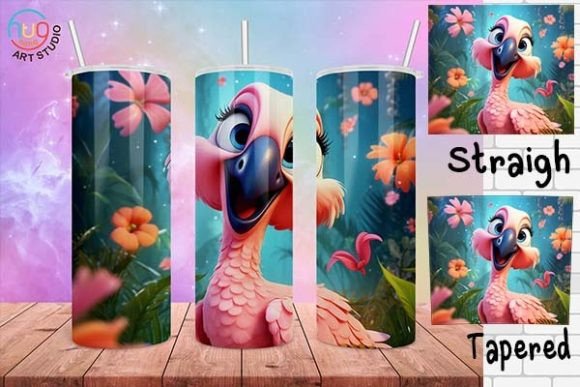 Download Cute Flamingo Cartoon Tumbler Wrap - Cartoon tumbler Collection