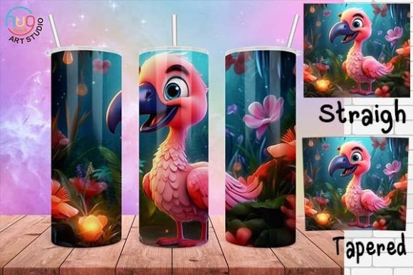 Download Cute Flamingo Cartoon Tumbler Wrap - Cartoon tumbler Collection
