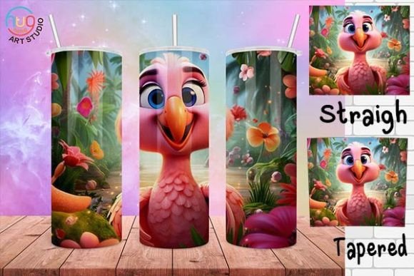 Download Cute Flamingo Cartoon Tumbler Wrap - Cartoon tumbler Collection